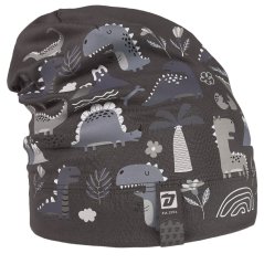 Spadlá bavlněná čepice Pepe - vzor 05 - šedá - dino