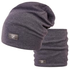 Bavlněná čepice s nákrčníkem Pastels DOUBLE set - vzor 75 - jeans