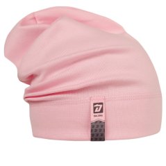 Spadlá bavlněná čepice Pepe - vzor 52 - světle růžová -  kočička s mašlí