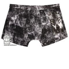 Chlapecké  bavlněné boxerky - vzor 051  - černobílá - vlk