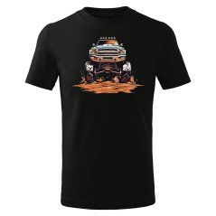 Dětské bavlněné tričko s potiskem - vzor 041 - černá / tereňák