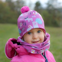 Flavio - zimní funkční čepice - vzor 173 - lesní zvířátka