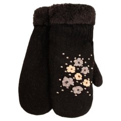 Dámské pletené palcové rukavice - vzor 010 - černá