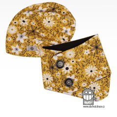 Bavlněný nákrčník s knoflíky - vzor 01 - žlutá, květy