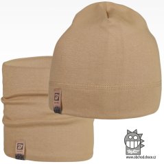 Set bavlněné čepice a nákrčníku Alan - vzor 19 - cappuccino