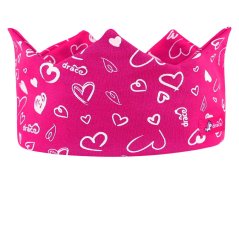 Dětská bavlněná čelenka korunka - vzor 010 - malinová - srdíčka