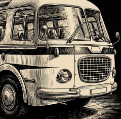 Pánské bavlněné tričko - vzor 011 - černa /autobus