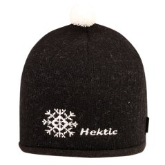 Zimní pletená čepice  - AKCE / DOPRODEJ - vzor 194 - černá - vločka