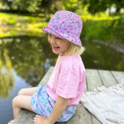 Funkční vzdušný letní klobouk Florida - vzor 55 - růžová - jednorožci