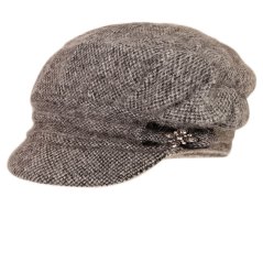 Dámský pletený baret s kšiltem - vzor 22 - tmavě šedá