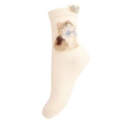Dětské ponožky - vzor 193 - krémová - kočička