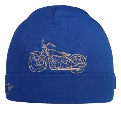 Bavlněná čepice DOPRODEJ - vzor 127 - královská modrá - motorka