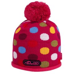 Zimní pletená čepice  - AKCE / DOPRODEJ - vzor 244 - malinová - puntík