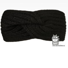 Čelenka pletená Twist - vzor 15 - černá