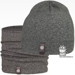 Set bavlněné čepice a nákrčníku Alan - vzor 16 - středně šedá