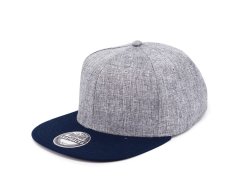 Kšiltovka Snapback melange - vzor 03 - šedý melír/námořní modrá