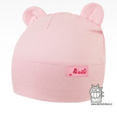 Bavlněná kojenecká čepice s oušky Berry - vzor 15 - světle růžová