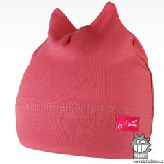 Bavlněná kojenecká čepice Čertík - vzor 25 - korálová