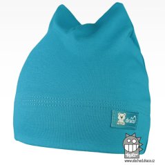 Bavlněná kojenecká čepice Čertík - vzor 06 - tyrkysová