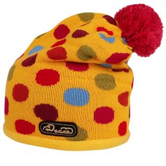 Zimní pletená čepice  - AKCE / DOPRODEJ - vzor 248 - žlutá - puntík