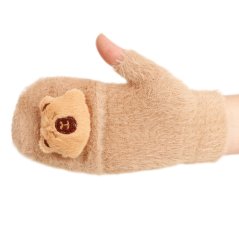 Dětské pletené palcové rukavice 8 - 99 let - vzor 008 - béžová - kapybara