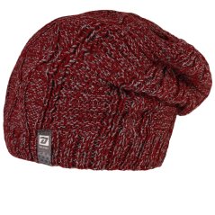 Merino pletená čepice Harmony - vzor 34- bordó / šedá melír