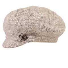 Dámský pletený baret s kšiltem - vzor 20 - světle šedá