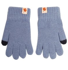 Dětské pletené prstové rukavice 4 - 6 let - vzor 086 - šedomodrá