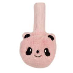 Zimní chlupaté klapky na uši - vzor 07 - světle růžová - panda