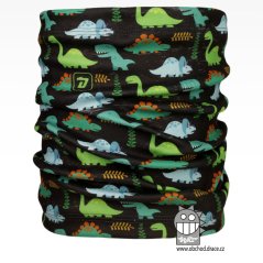 Fleecový nákrčník Yetti - vzor 02 - černá, zelená, dinosaur