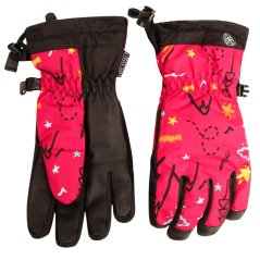 Dětské šusťákové prstové rukavice - vzor 020 - malinová