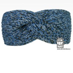 Čelenka pletená Twist - vzor 16 - modrá melír