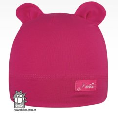 Bavlněná kojenecká čepice s oušky Berry - vzor 21 - malinová