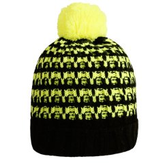 Zimní pletený kulich - vzor 52- černá / fluo žlutá