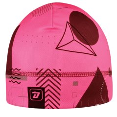 Funkční čepice Bruno - vzor 194 - FLUO růžová - geometrie - čepice na jaro / podzim - DOPRODEJ