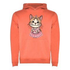 Dětská mikina s kapucí Urban - vzor 0030 - korálová/kočička