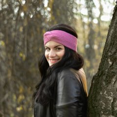 Čelenka pletená Twist - vzor 19 - fialkovo šedá