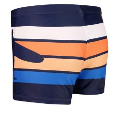 Chlapecké plavky - vzor 06 - tmavě modrá - oranžové pruhy