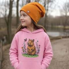 Bavlněná čepice Pastels DOUBLE - vzor 77 - jantarová