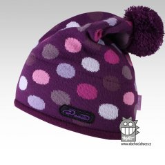 Čepice pletená lentilka - vzor 10 - fialová