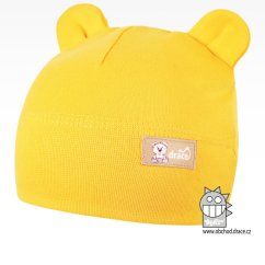 Bavlněná kojenecká čepice s oušky Berry - vzor 13 - žlutá