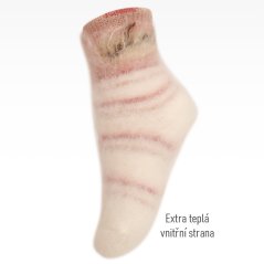 Dětské vlněné ponožky - vzor 010 - krémová - kočička