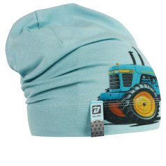 Bavlněná čepice Polo - vzor 111 - zelenomodrá světlá - traktor