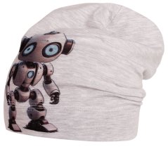 Bavlněná čepice Polo - vzor 112 - světle šedá - robot