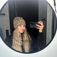 Merino pletená čepice a nákrčník Urban - vzor 27 - béžová / hnědá - leopard