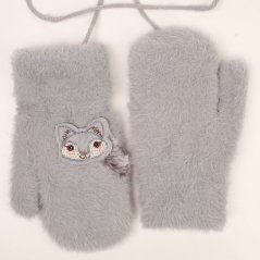 Dětské pletené palcové rukavice 3 - 5 let - vzor 072 - šedá- liška