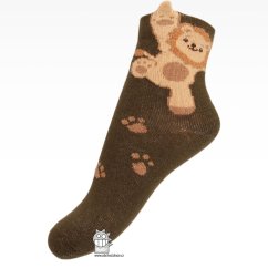 Dětské bavlněné ponožky - Arti - vzor 021 - khaki zelená - zvířátka