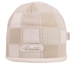 Zimní pletená čepice - AKCE / DOPRODEJ - vzor 183 - bílá - kostky