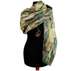 Dámská elegantní šála - vzor 064 - zelená - oválky