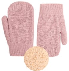 Dětské pletené palcové rukavice 5 - 7 let - vzor 117 - starofialková